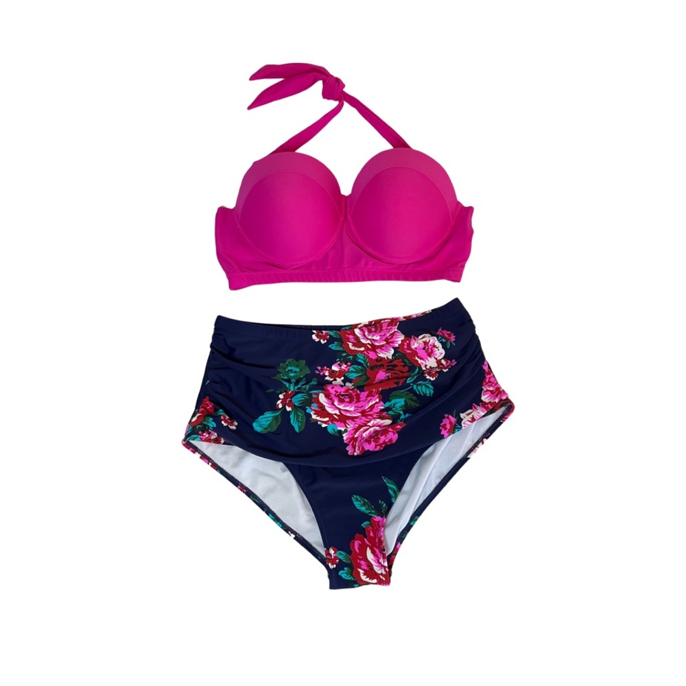 High Waisted Bikini Set/ Two Piece/ Tummy Control Swimsuit. SZ (L)